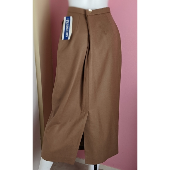 Pendleton | Tan Skirt 100% Virgin Wool Zip Back 2 Front Pockets Full Lining 12 - Picture 7 of 15